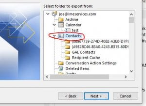 How to export outlook autocomplete list into mailchimp
