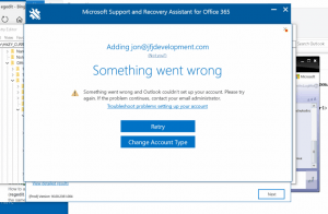 Outlook 2016 Something went wrong error fix